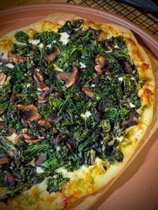kale and mushroom pizza
