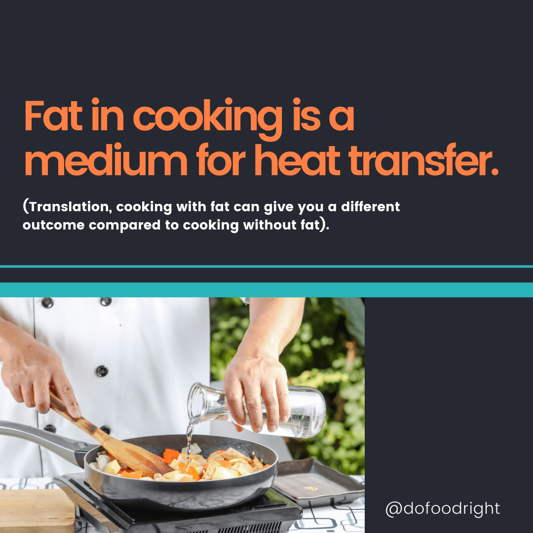 Fat in cooking is a medium for heat transfer